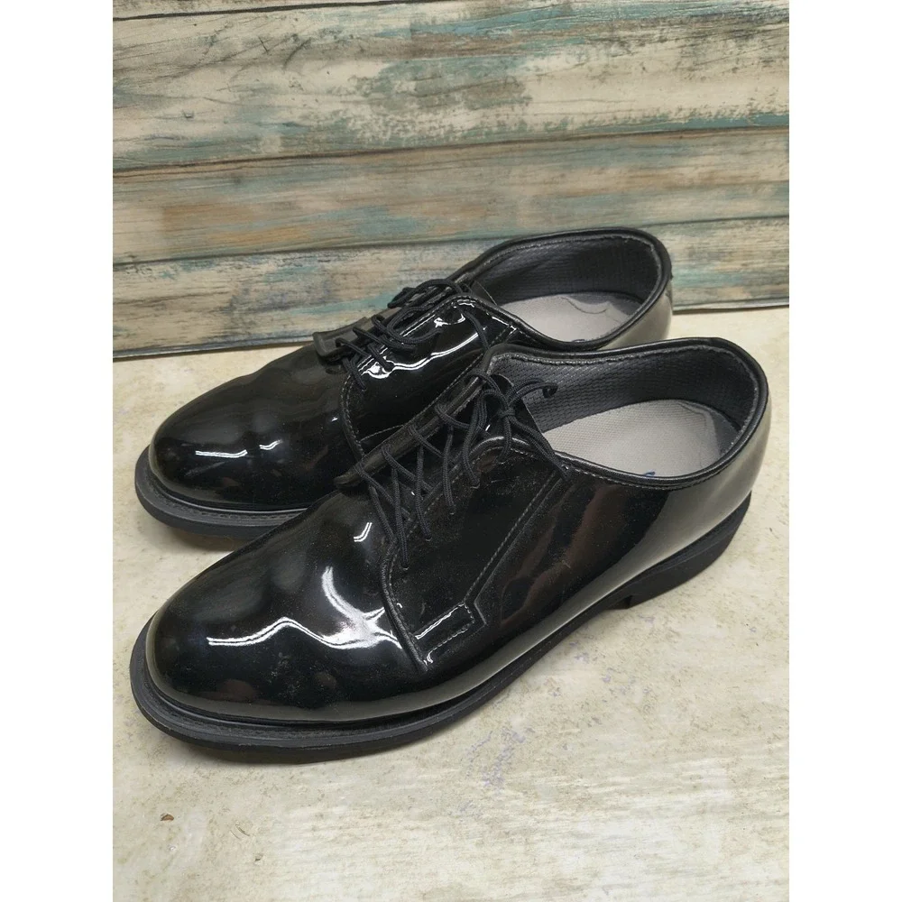 Bates Black‎ Shiny Lace-Up Vibram Military Dress Shoes, Size 10 E Formal Wedding